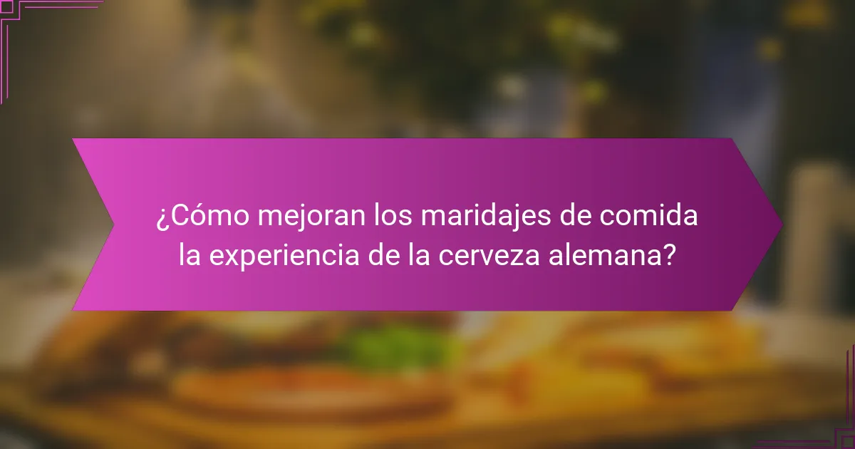 ¿Cómo mejoran los maridajes de comida la experiencia de la cerveza alemana?