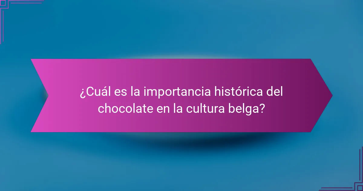 ¿Cuál es la importancia histórica del chocolate en la cultura belga?