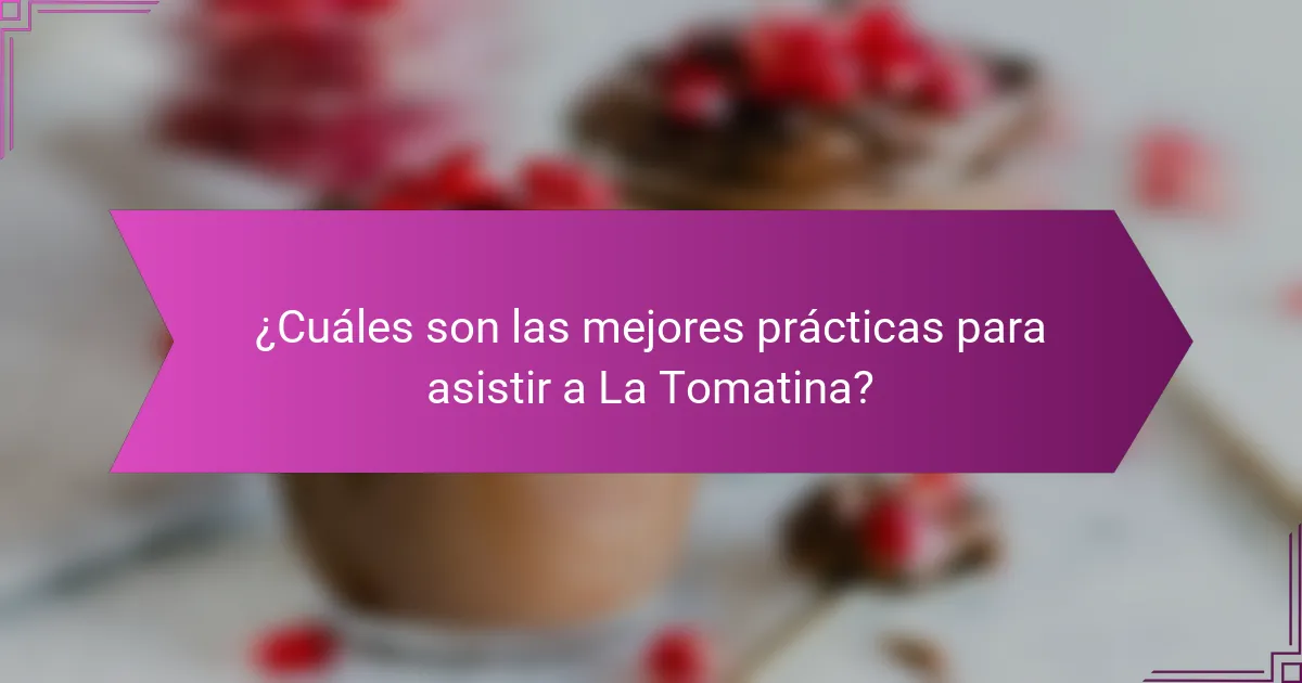 ¿Cuáles son las mejores prácticas para asistir a La Tomatina?